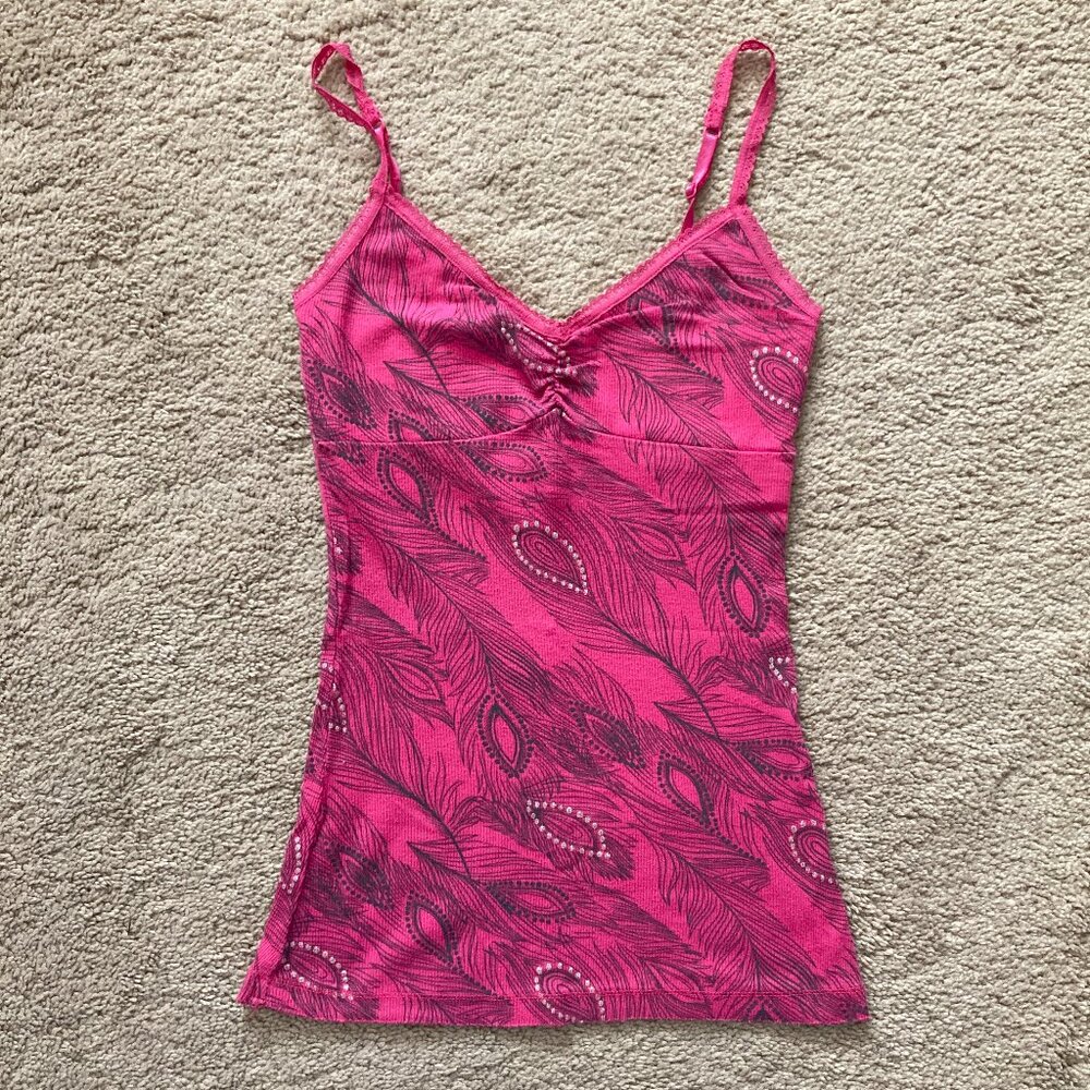 Kirra pink feather tank top size XS